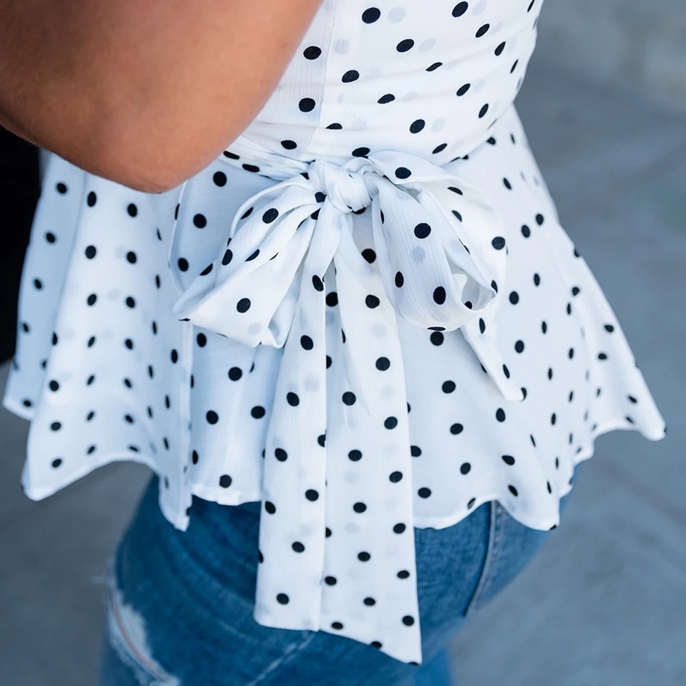 Polka Dot Wrap Top - Picture 3 of 4